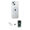 MARSİLYAN™- iPhone 14 Kılıf Yörünge Koleksiyonu - Şeffaf 360 Full Body Arka Koruyucu + Diamond Kamera Lens - PE