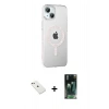 MARSİLYAN™- iPhone 14 Kılıf Yörünge Koleksiyonu - Şeffaf 360 Full Body Arka Koruyucu + Diamond Kamera Lens - PE