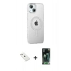MARSİLYAN™- iPhone 14 Kılıf Yörünge Koleksiyonu - Şeffaf 360 Full Body Arka Koruyucu + Diamond Kamera Lens - PE