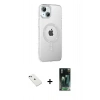 MARSİLYAN™- iPhone 14 Kılıf Yörünge Koleksiyonu - Şeffaf 360 Full Body Arka Koruyucu + Diamond Kamera Lens - YL