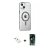 MARSİLYAN™- iPhone 14 Kılıf Yörünge Koleksiyonu - Şeffaf 360 Full Body Arka Koruyucu + Diamond Kamera Lens - YL