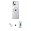 MARSİLYAN™- iPhone 14 Kılıf Yörünge Koleksiyonu - Şeffaf Pasifik Cam Ekran Koruyucu + Diamond Kamera Lens - PE