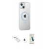 MARSİLYAN™- iPhone 14 Kılıf Yörünge Koleksiyonu - Şeffaf Pasifik Cam Ekran Koruyucu + Diamond Kamera Lens - PE