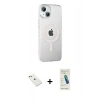 MARSİLYAN™- iPhone 14 Kılıf Yörünge Koleksiyonu - Şeffaf Pasifik Cam Ekran Koruyucu + Diamond Kamera Lens - PE
