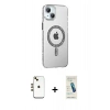 MARSİLYAN™- iPhone 14 Kılıf Yörünge Koleksiyonu - Şeffaf Pasifik Cam Ekran Koruyucu + Shine Kamera Lens - GD