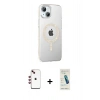 MARSİLYAN™- iPhone 14 Kılıf Yörünge Koleksiyonu - Şeffaf Pasifik Cam Ekran Koruyucu + Shine Kamera Lens - KI