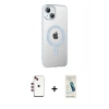 MARSİLYAN™- iPhone 14 Kılıf Yörünge Koleksiyonu - Şeffaf Pasifik Cam Ekran Koruyucu + Shine Kamera Lens - KI