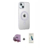 MARSİLYAN™- iPhone 14 Kılıf Yörünge Koleksiyonu - Şeffaf Pasifik Cam Ekran Koruyucu + Raze Metal Kamera Lens - KI