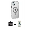 MARSİLYAN™- iPhone 14 Kılıf Yörünge Koleksiyonu - Şeffaf Pasifik Cam Ekran Koruyucu + PVD Metal Kamera Lens - TU