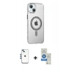 MARSİLYAN™- iPhone 14 Kılıf Yörünge Koleksiyonu - Şeffaf Royal Nano Ekran Koruyucu + Shine Kamera Lens - MI