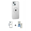 MARSİLYAN™- iPhone 14 Kılıf Yörünge Koleksiyonu - Şeffaf Royal Nano Ekran Koruyucu + Shine Kamera Lens - MI