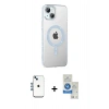 MARSİLYAN™- iPhone 14 Kılıf Yörünge Koleksiyonu - Şeffaf Royal Nano Ekran Koruyucu + Shine Kamera Lens - MI
