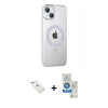 MARSİLYAN™- iPhone 14 Kılıf Yörünge Koleksiyonu - Şeffaf Royal Nano Ekran Koruyucu + Diamond Kamera Lens - PE