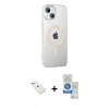 MARSİLYAN™- iPhone 14 Kılıf Yörünge Koleksiyonu - Şeffaf Royal Nano Ekran Koruyucu + Diamond Kamera Lens - SABE