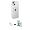 MARSİLYAN™- iPhone 14 Kılıf Yörünge Koleksiyonu - Şeffaf Royal Nano Ekran Koruyucu + Diamond Kamera Lens - SABE