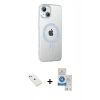 MARSİLYAN™- iPhone 14 Kılıf Yörünge Koleksiyonu - Şeffaf Royal Nano Ekran Koruyucu + Diamond Kamera Lens - SABE