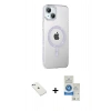 MARSİLYAN™- iPhone 14 Kılıf Yörünge Koleksiyonu - Şeffaf Royal Nano Ekran Koruyucu + Diamond Kamera Lens - SABE