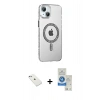 MARSİLYAN™- iPhone 14 Kılıf Yörünge Koleksiyonu - Şeffaf Royal Nano Ekran Koruyucu + Diamond Kamera Lens - SABE