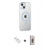 MARSİLYAN™- iPhone 14 Kılıf Yörünge Koleksiyonu - Siyah Bilvis 3D Cam Ekran Koruyucu + Diamond Kamera Lens - SABE