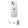 MARSİLYAN™- iPhone 14 Kılıf Yörünge Koleksiyonu - Siyah Bilvis 3D Cam Ekran Koruyucu + Diamond Kamera Lens - SABE