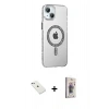 MARSİLYAN™- iPhone 14 Kılıf Yörünge Koleksiyonu - Siyah Bilvis 3D Cam Ekran Koruyucu + Diamond Kamera Lens - SABE