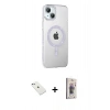 MARSİLYAN™- iPhone 14 Kılıf Yörünge Koleksiyonu - Siyah Bilvis 3D Cam Ekran Koruyucu + Diamond Kamera Lens - SABE