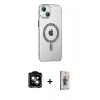 MARSİLYAN™- iPhone 14 Kılıf Yörünge Koleksiyonu - Siyah Bilvis 3D Cam Ekran Koruyucu + PVD Metal Kamera Lens - TU