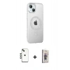 MARSİLYAN™- iPhone 14 Kılıf Yörünge Koleksiyonu - Siyah Bilvis 3D Cam Ekran Koruyucu + Shine Kamera Lens - YL