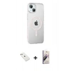 MARSİLYAN™- iPhone 14 Kılıf Yörünge Koleksiyonu - Siyah Bilvis 3D Mat Cam Ekran Koruyucu + Diamond Kamera Lens - PE