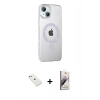 MARSİLYAN™- iPhone 14 Kılıf Yörünge Koleksiyonu - Siyah Bilvis 3D Mat Cam Ekran Koruyucu + Diamond Kamera Lens - PE