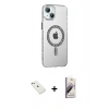 MARSİLYAN™- iPhone 14 Kılıf Yörünge Koleksiyonu - Siyah Bilvis 3D Mat Cam Ekran Koruyucu + Diamond Kamera Lens - PE