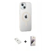 MARSİLYAN™- iPhone 14 Kılıf Yörünge Koleksiyonu - Siyah Bilvis 3D Mat Cam Ekran Koruyucu + Diamond Kamera Lens - PE