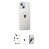 MARSİLYAN™- iPhone 14 Kılıf Yörünge Koleksiyonu - Siyah Bilvis 3D Mat Cam Ekran Koruyucu + Shine Kamera Lens - GD