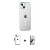 MARSİLYAN™- iPhone 14 Kılıf Yörünge Koleksiyonu - Siyah Bilvis 3D Mat Cam Ekran Koruyucu + Shine Kamera Lens - GD