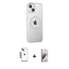 MARSİLYAN™- iPhone 14 Kılıf Yörünge Koleksiyonu - Siyah Bilvis 3D Mat Cam Ekran Koruyucu + Shine Kamera Lens - KI