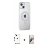 MARSİLYAN™- iPhone 14 Kılıf Yörünge Koleksiyonu - Siyah Bilvis 3D Mat Cam Ekran Koruyucu + Shine Kamera Lens - GD
