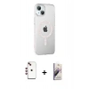 MARSİLYAN™- iPhone 14 Kılıf Yörünge Koleksiyonu - Siyah Bilvis 3D Mat Cam Ekran Koruyucu + Shine Kamera Lens - KI