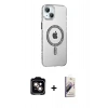 MARSİLYAN™- iPhone 14 Kılıf Yörünge Koleksiyonu - Siyah Bilvis 3D Mat Cam Ekran Koruyucu + PVD Metal Kamera Lens - TU
