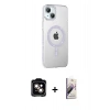 MARSİLYAN™- iPhone 14 Kılıf Yörünge Koleksiyonu - Siyah Bilvis 3D Mat Cam Ekran Koruyucu + PVD Metal Kamera Lens - TU