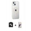MARSİLYAN™- iPhone 14 Kılıf Yörünge Koleksiyonu - Siyah Bilvis 3D Mat Cam Ekran Koruyucu + PVD Metal Kamera Lens - TU
