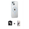 MARSİLYAN™- iPhone 14 Kılıf Yörünge Koleksiyonu - Siyah Bilvis 3D Mat Cam Ekran Koruyucu + PVD Metal Kamera Lens - TU