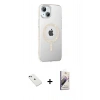 MARSİLYAN™- iPhone 14 Kılıf Yörünge Koleksiyonu - Siyah Bilvis 3D Mat Cam Ekran Koruyucu + Diamond Kamera Lens - YL