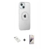 MARSİLYAN™- iPhone 14 Kılıf Yörünge Koleksiyonu - Siyah Bilvis 3D Mat Cam Ekran Koruyucu + Diamond Kamera Lens - YL
