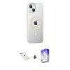 MARSİLYAN™- iPhone 14 Kılıf Yörünge Koleksiyonu - Siyah Bilvis 5in1 3D Magic Cam Ekran Koruyucu + Diamond Kamera Lens - SABE