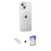 MARSİLYAN™- iPhone 14 Kılıf Yörünge Koleksiyonu - Siyah Bilvis 5in1 3D Magic Cam Ekran Koruyucu + Diamond Kamera Lens - KI