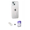 MARSİLYAN™- iPhone 14 Kılıf Yörünge Koleksiyonu - Siyah Bilvis 5in1 3D Magic Cam Ekran Koruyucu + Diamond Kamera Lens - KI