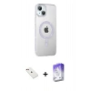 MARSİLYAN™- iPhone 14 Kılıf Yörünge Koleksiyonu - Siyah Bilvis 5in1 3D Magic Cam Ekran Koruyucu + Diamond Kamera Lens - KI