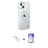 MARSİLYAN™- iPhone 14 Kılıf Yörünge Koleksiyonu - Siyah Bilvis 5in1 3D Magic Cam Ekran Koruyucu + Diamond Kamera Lens - KI