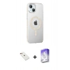 MARSİLYAN™- iPhone 14 Kılıf Yörünge Koleksiyonu - Siyah Bilvis 5in1 3D Magic Cam Ekran Koruyucu + Diamond Kamera Lens - KI