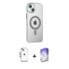 MARSİLYAN™- iPhone 14 Kılıf Yörünge Koleksiyonu - Siyah Bilvis 5in1 3D Magic Cam Ekran Koruyucu + Shine Kamera Lens - GI
